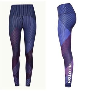 EUC Peloton 'WITH' Array of Colors Striped Purple Leggings - Women's Small